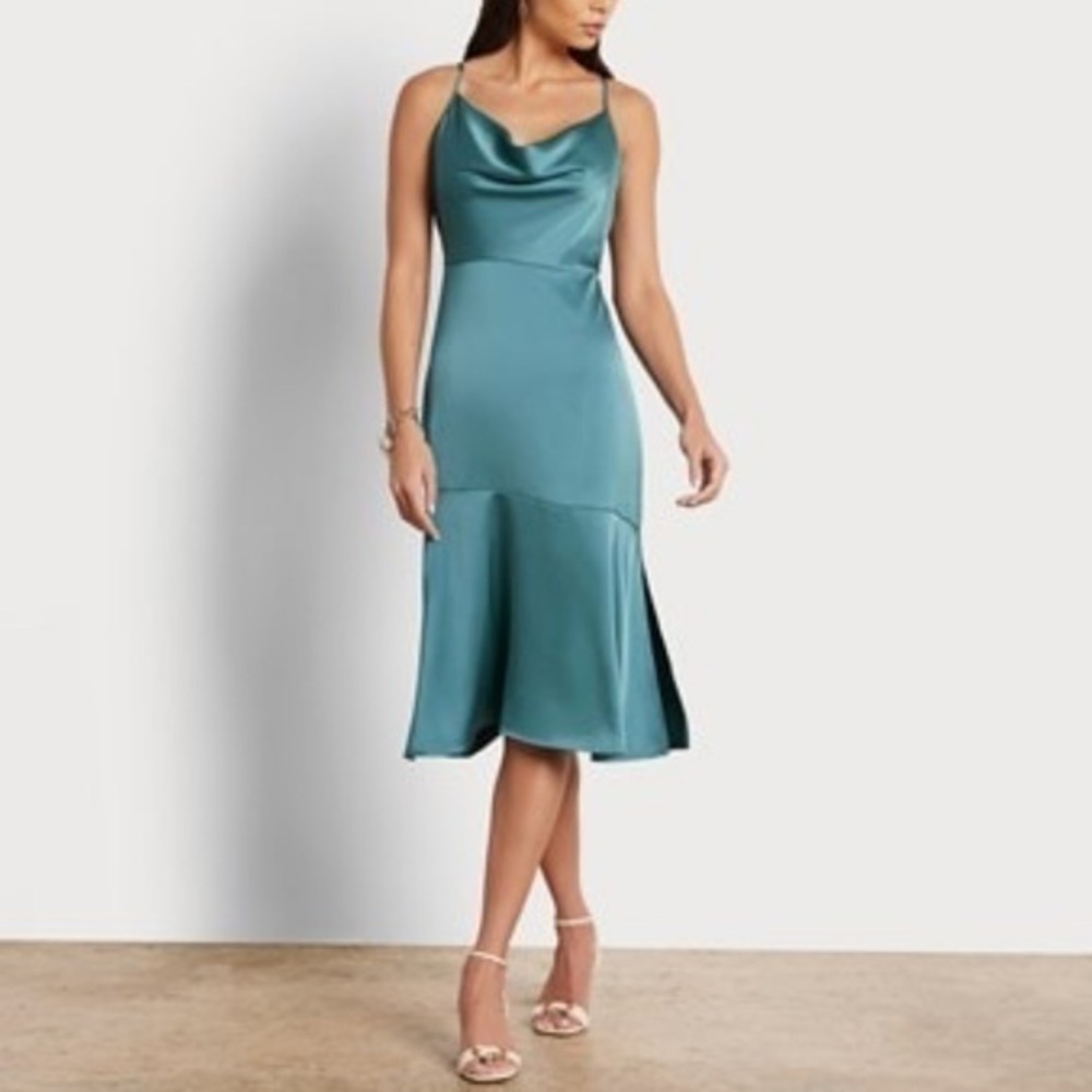 Sam Edelman dynamite hammered satin cowl neck slip dress size 10